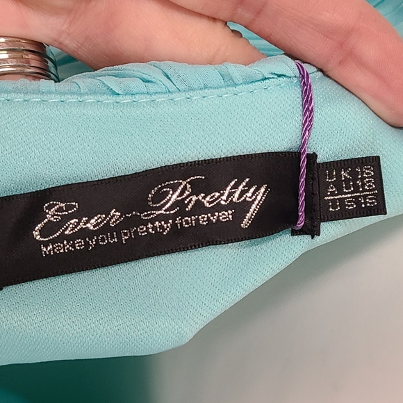 New with Tags Ever Pretty Chiffon Teal Blue Maxi Dress size 16 - Picture 5 of 7